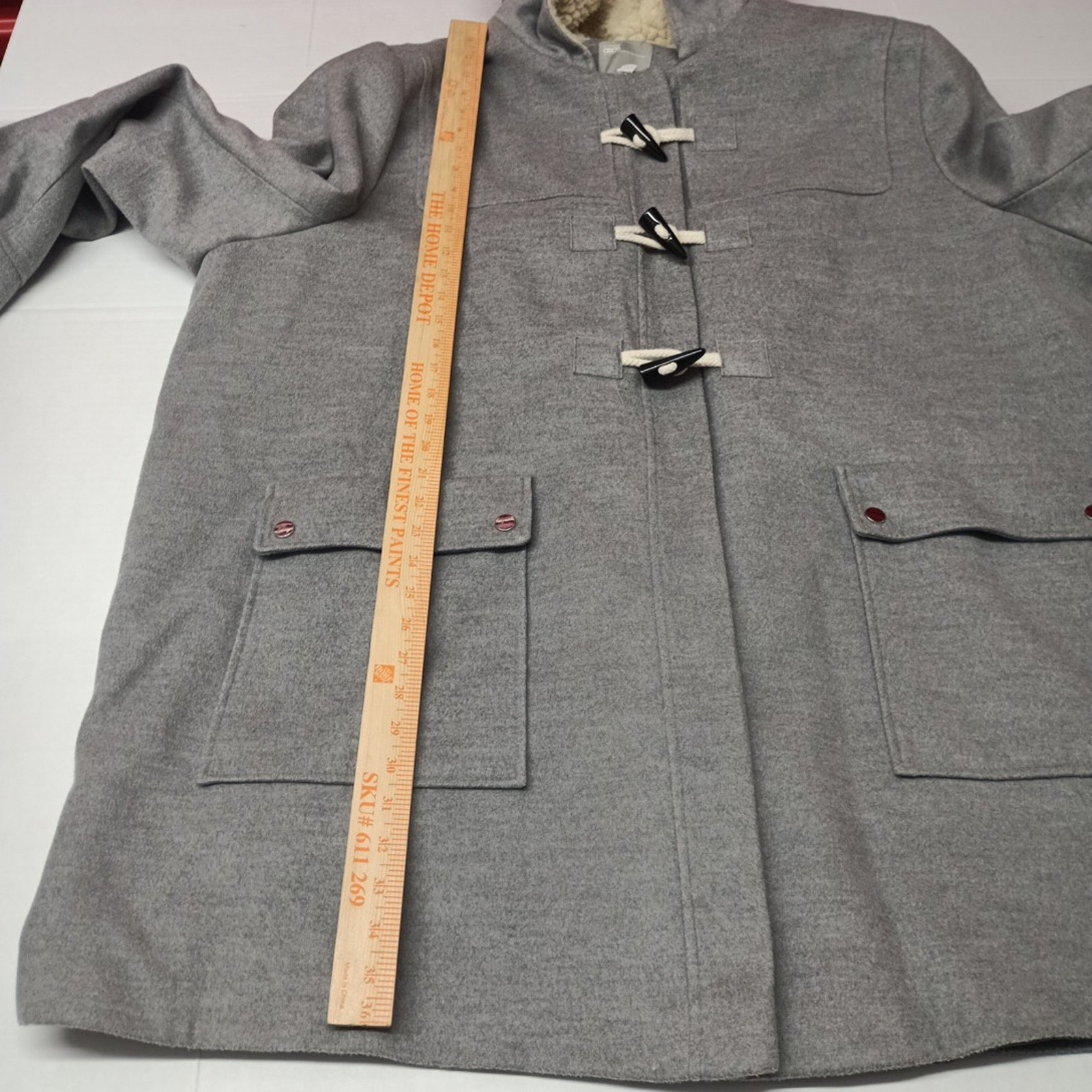 Asos Skirted Duffle Coat Swing Jacket Hooded Toggle Women's Plus Size 26 Gray — image 7 of 8